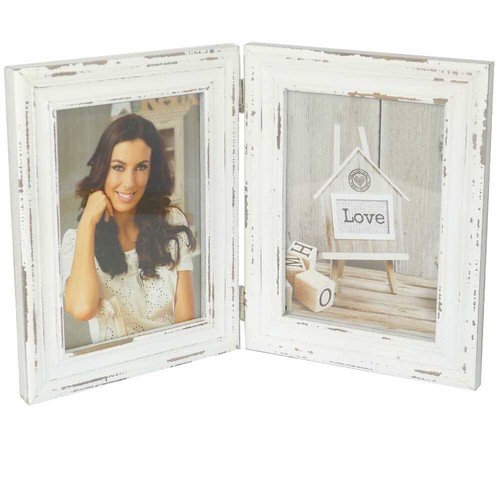 Rustic white double photo - white,