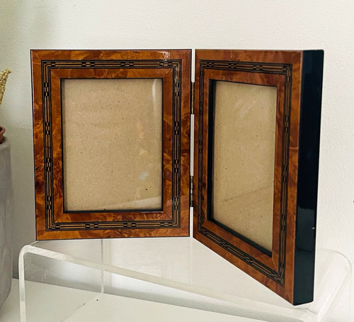 Vintage hinged double photo - hinged,