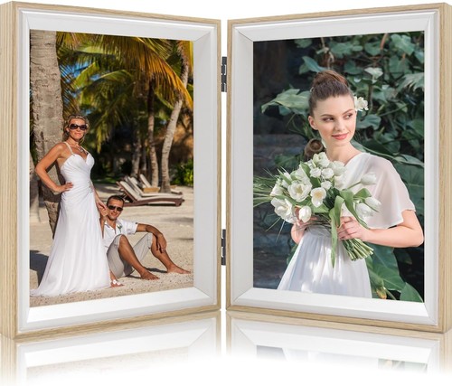 Double photo frame natural - photo,