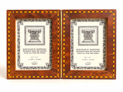 Hinged wooden double photo - double,