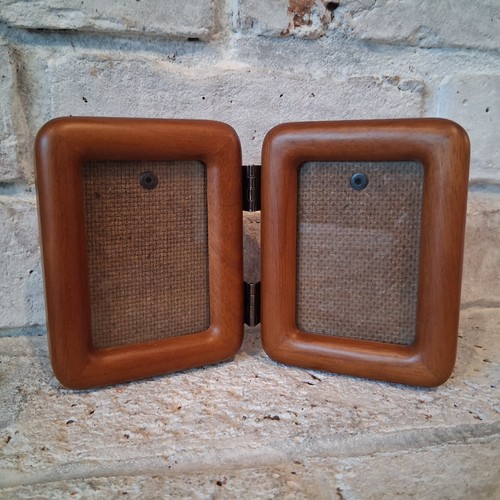 Vintage wood hinged double - vintage,
